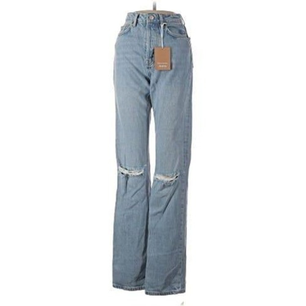 NWT Reformation Cynthia High Rise Straight Long Jeans Light Wash Distressed 24